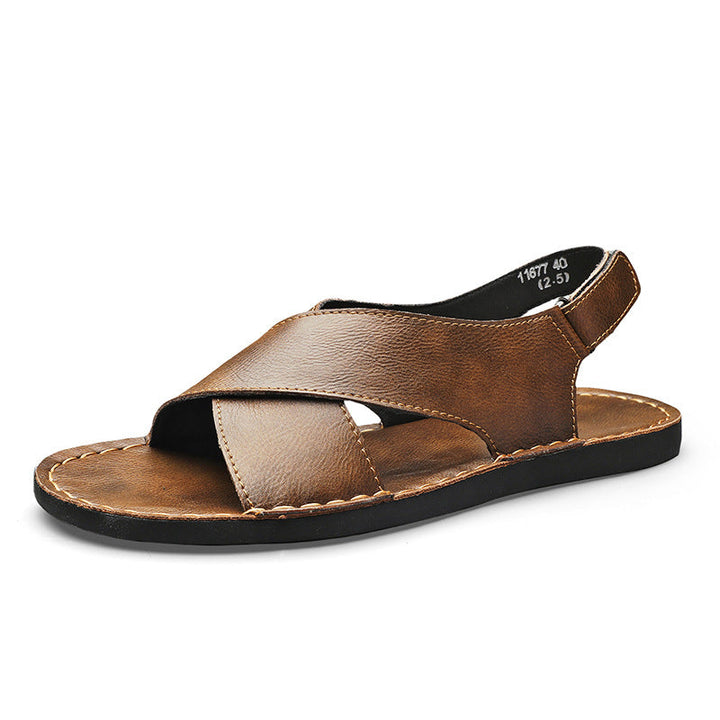 Herren Elegante und bequeme Leder-Sandalen mit verstellbarem Riemensystem Drune