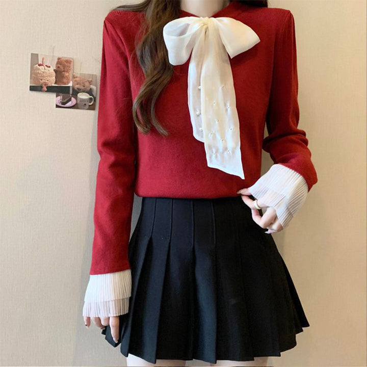 Damen Elegantes Oberteil mit schicker Schleifen-Applikation Drune