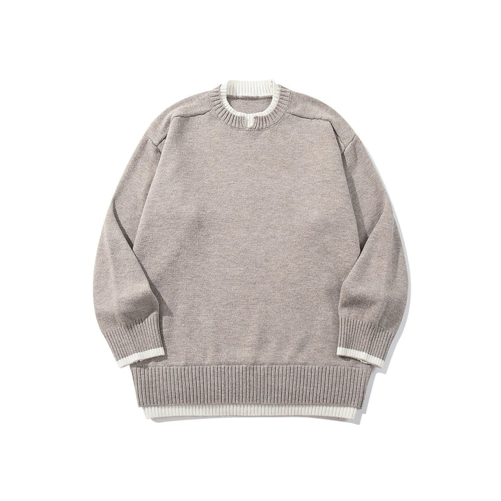 Damen Oversize‑Strickpullover mit kontrastiertem Rippkragen und verlängertem Bund Drune
