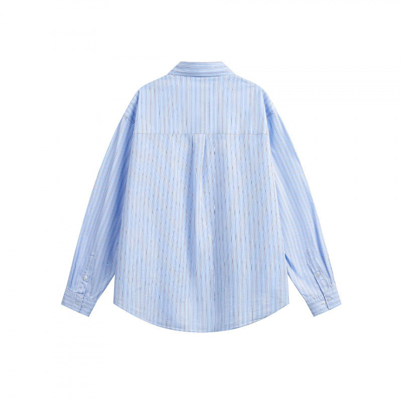Unisex Oversize-Hemd mit Brusttasche und feinem Nadelstreifen Drune