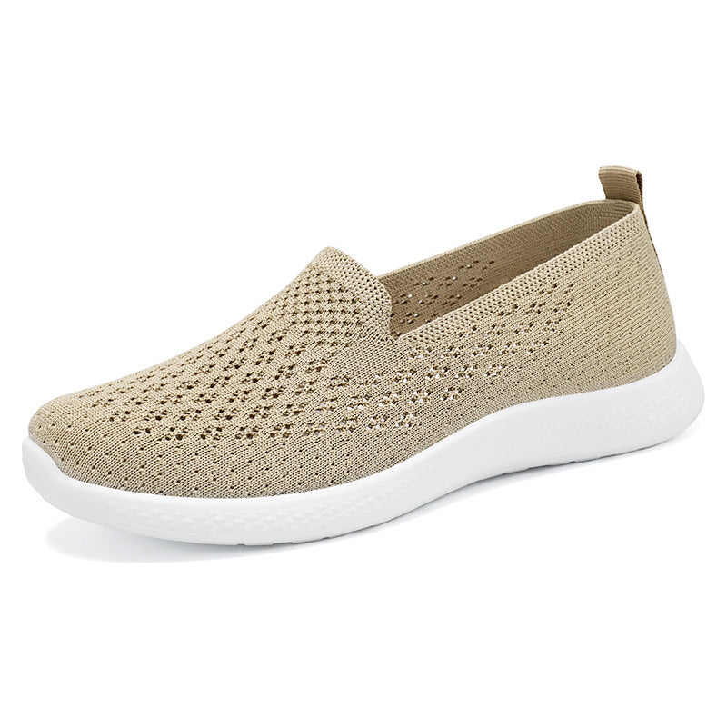 Damen nan nahtloser Strick-Slipper mit perforierter Luftnetzstruktur, ergonomischem Memory-Fußbett und leichter EVA-Dämpfung Drune