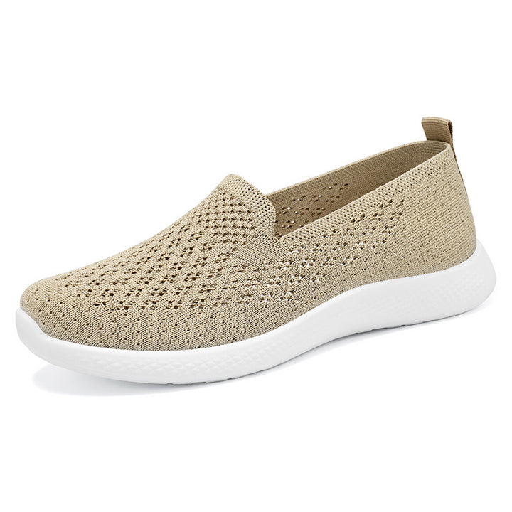 Damen nan nahtloser Strick-Slipper mit perforierter Luftnetzstruktur, ergonomischem Memory-Fußbett und leichter EVA-Dämpfung Drune