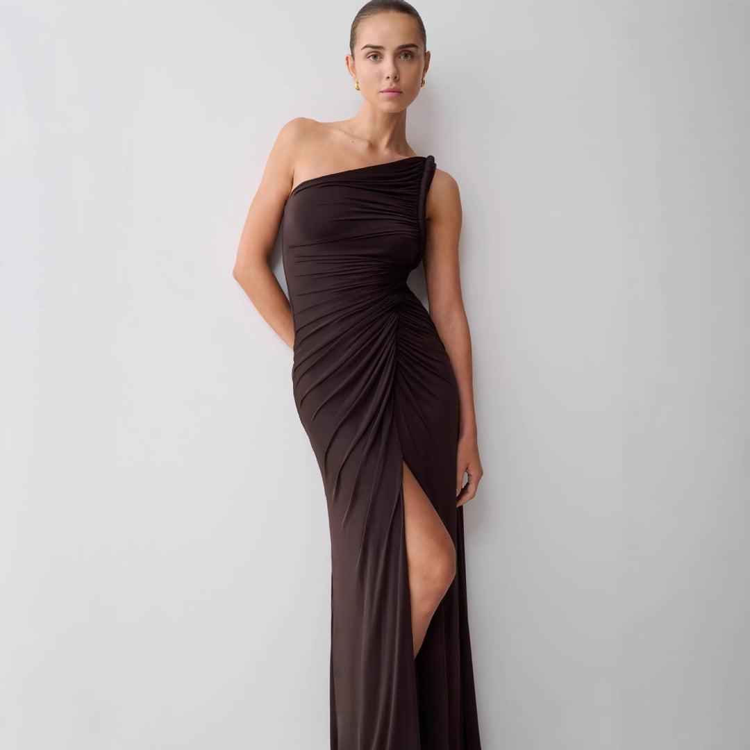 Damen Elegantes Wickelkleid mit asymmetrischem Schnitt Drune