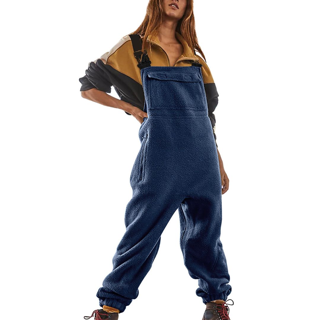 Damen Lässige Fleece-Latzhose mit seitlichen Taschen Drune