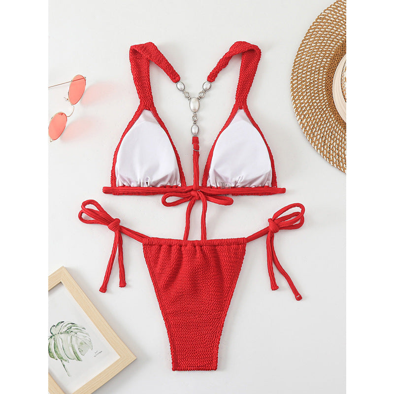 Damen Triangelbikini mit raffinierten Knoten und hochwertigem Häkel-Design Drune