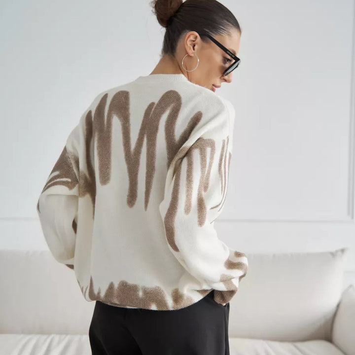 Damen Trendiger Strickpullover mit modischem Muster Drune