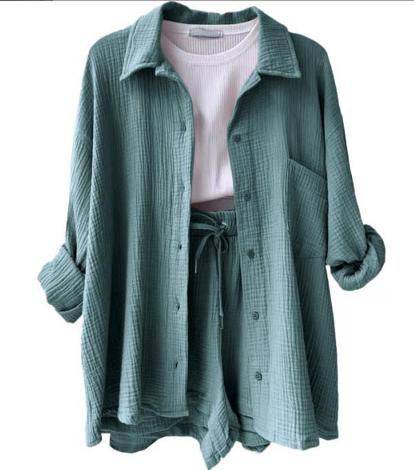 Damen lässiges Oversize-Hemd mit kurzem Schnitt und praktischen Taschen Drune