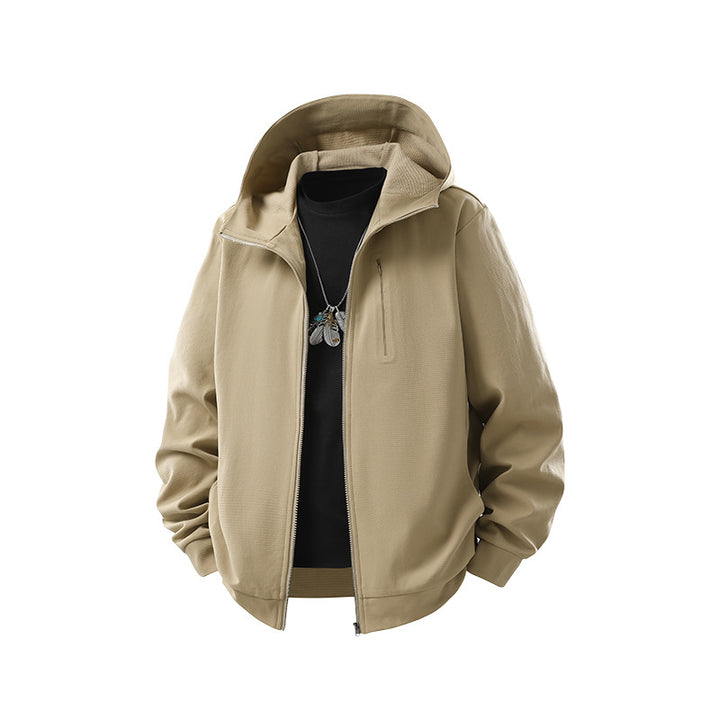 Herren Kapuzen-Softshelljacke mit Reißverschluss‑Brusttasche, geripptem Saum und Relaxed‑Fit Drune