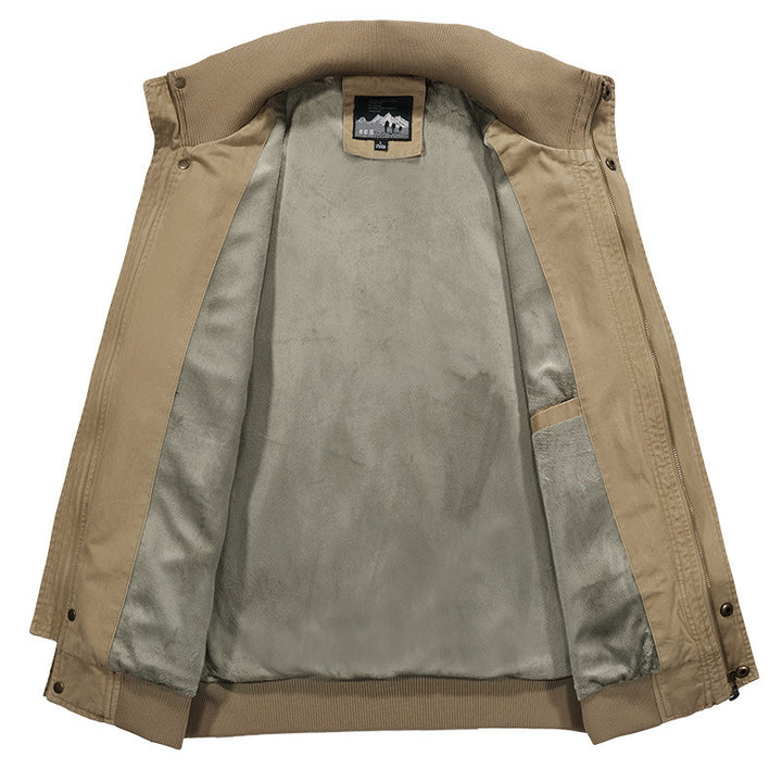 Herren robuste Canvas‑Field‑Bomberjacke mit Stehkragen, Schulterklappen und Mehrfach‑Taschen Drune