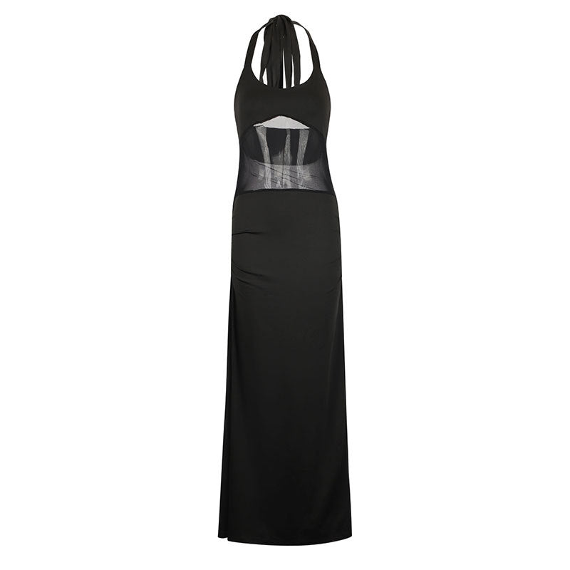 Damen Langes Abendkleid mit raffiniertem Mesh-Einsatz Drune