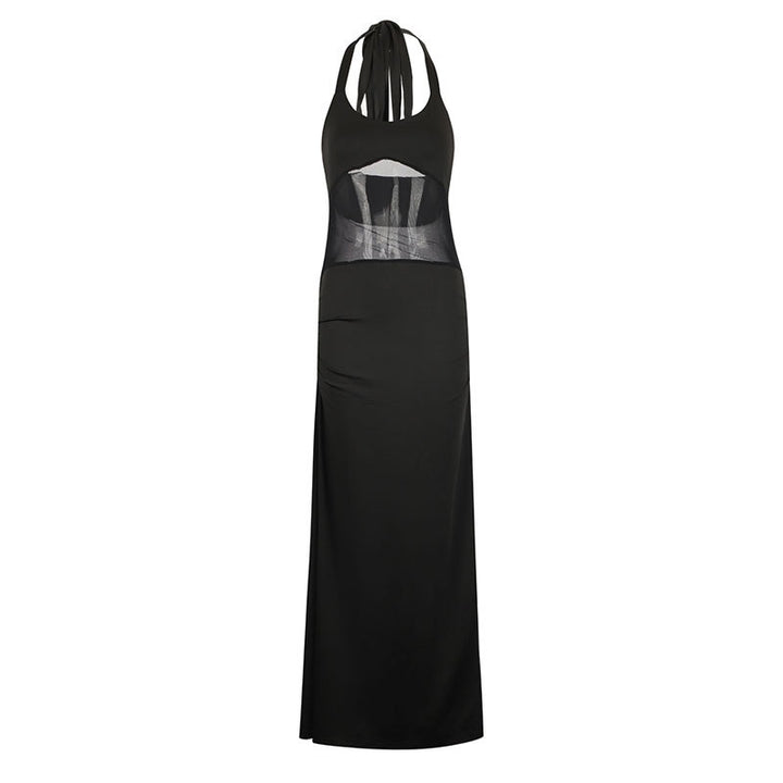 Damen Langes Abendkleid mit raffiniertem Mesh-Einsatz Drune