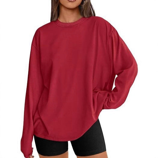 Damen Oversize-Sweatshirt mit Rundhalsausschnitt und verlängertem Saum Drune