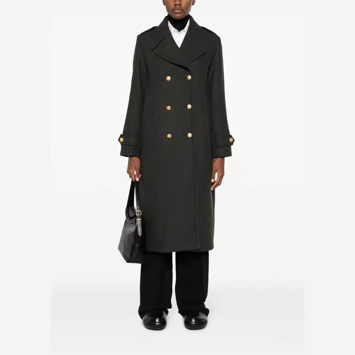 Damen Doppelreihiger Oversize-Wollmix-Mantel mit markantem Revers und verstellbaren Manschetten Drune
