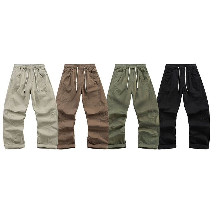 Herren Leichte Relaxed-Fit Bundhose mit Tunnelzug, schrägen Eingrifftaschen und Paneelnähten Drune