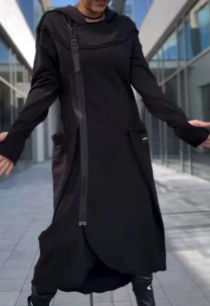 Damen Urbanes Kapuzenkleid mit praktischen Taschen Drune