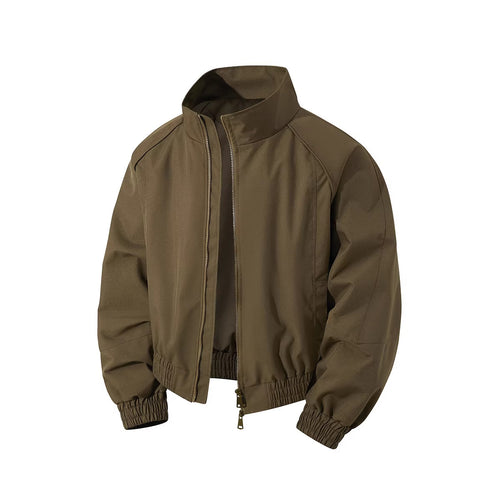 Herren leichter Windblouson mit hochgeschlossenem Kragen, zweiwege-reißverschluss und elastischem Kordelbund Drune