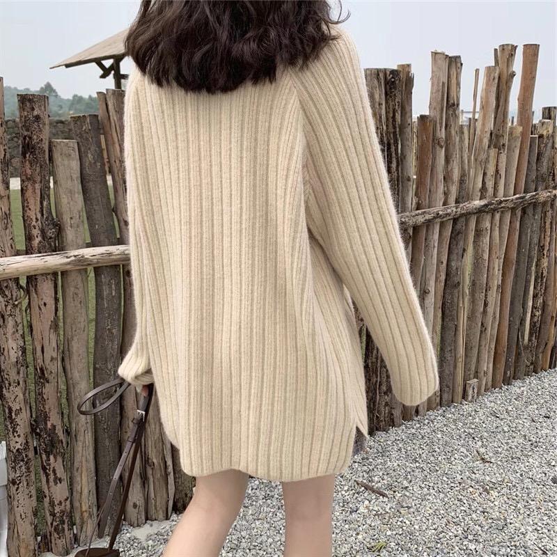 Damen gemütlicher Rippenstrickpullover Drune