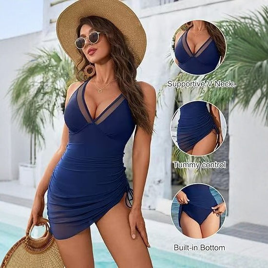 Damen Eleganter Strandkleid mit verstellbaren Trägern Drune