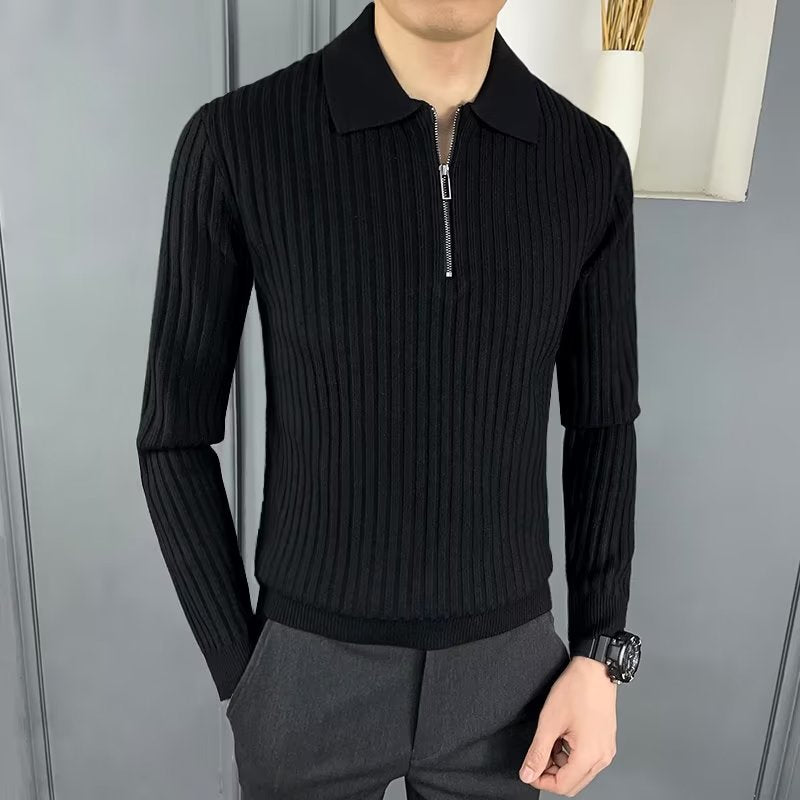 Herren Eleganter Strickpullover mit Reißverschluss Drune