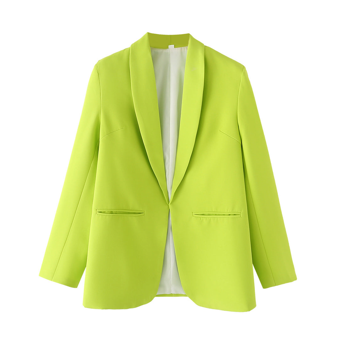 Damen nan eleganter Longblazer mit Schalkragen, unstrukturiertem Fall und paspelierten Leistentaschen Drune