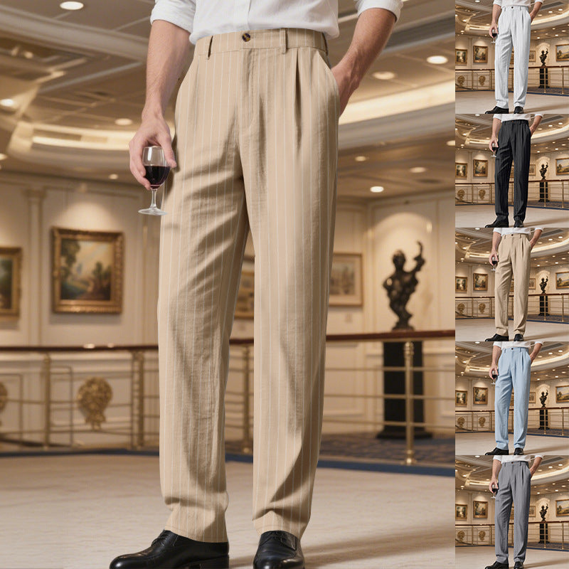 Herren elegante Anzughose mit feinem Nadelstreifen und bequemer Passform Drune