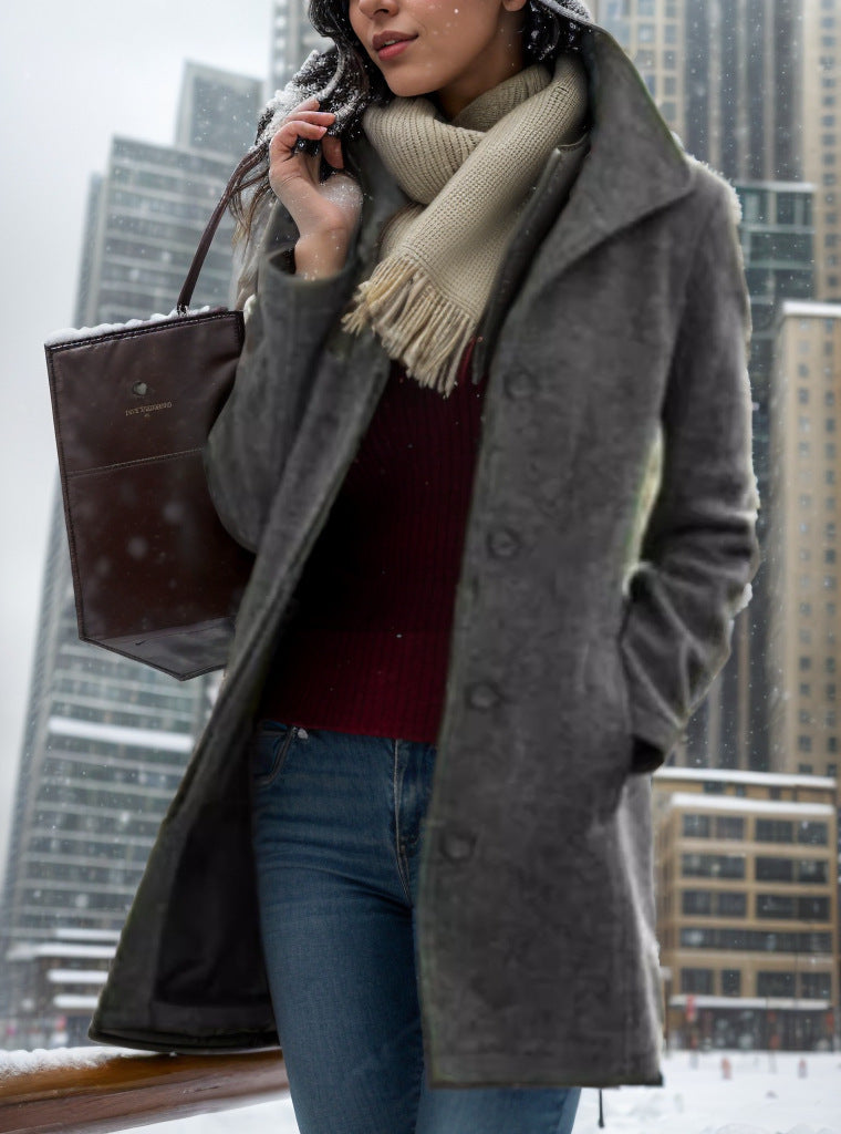 Damen Modellierter Trendmantel Drune