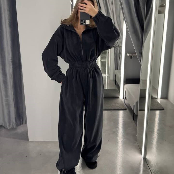 Damen Fleece-Jumpsuit mit hohem Kragen und praktischem Reißverschluss Drune