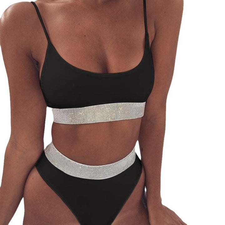 Damen Sportliches Bikini-Set mit hochgeschnittenem Unterteil und breitem elastischen Bund Drune