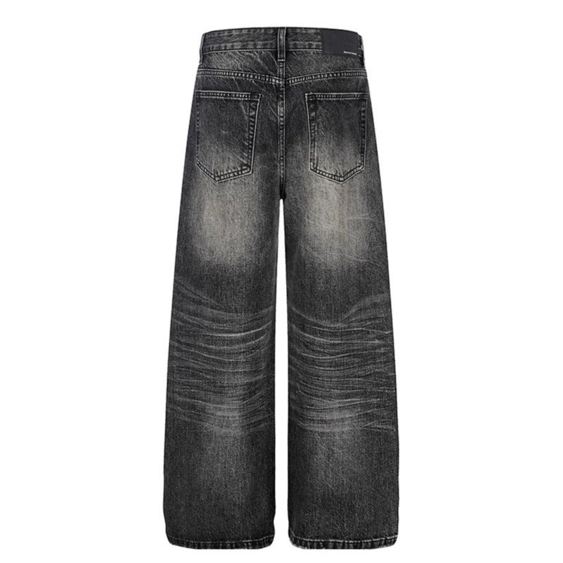 Damen Hochgeschnittene weite Palazzo-Jeans mit Used-Effekt Drune