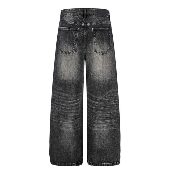 Damen Hochgeschnittene weite Palazzo-Jeans mit Used-Effekt Drune