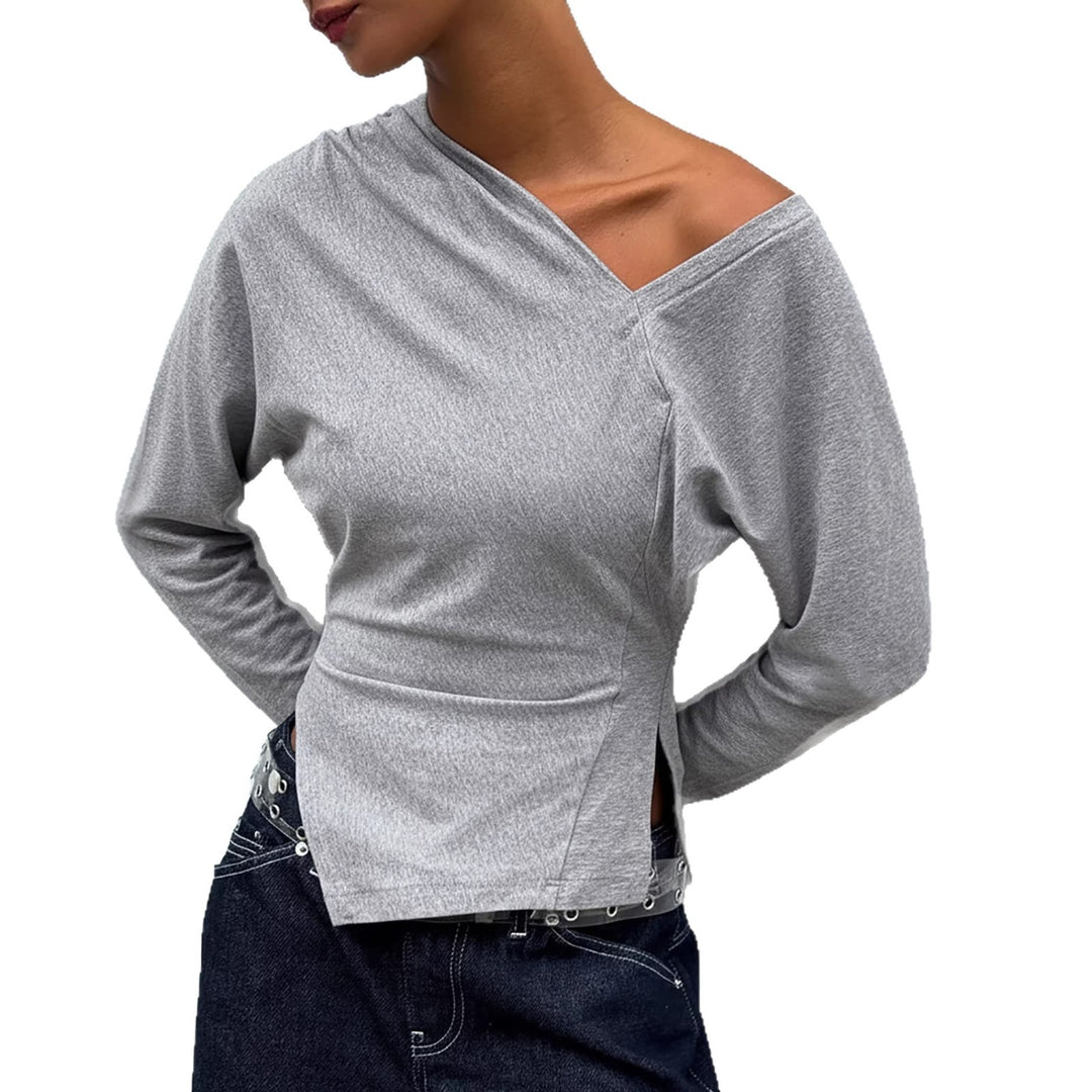 Damen Asymmetrisches Ein-Schulter-Longsleeve aus Stretch-Jersey mit taillierter Silhouette Drune