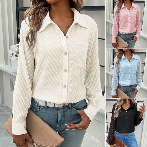 Damen Elegante Bluse mit transparenten Ärmeln und Knopfverschlüssen Drune