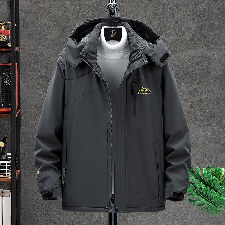 Herren Wasserabweisende Funktions-Übergangsjacke mit Kapuze, Brustreißverschluss & Thermofutter Drune