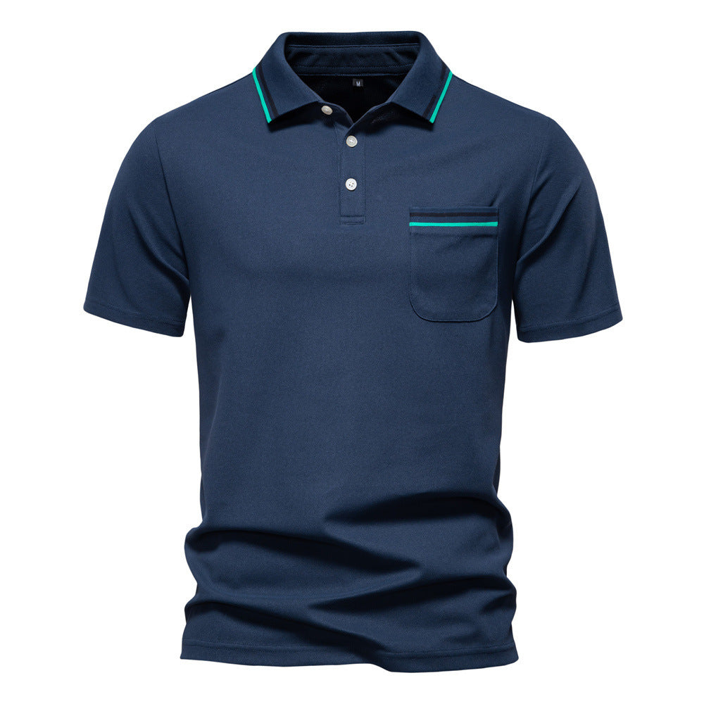 Herren nan modernes Poloshirt mit aufgesetzter Brusttasche und Kontrastbesatz am Polokragen Drune