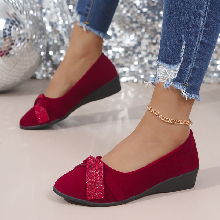 Damen modische und komfortable Ballerinas mit Glitzerelementen Drune
