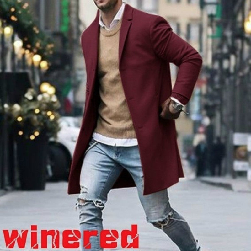 Herren eleganter und lässiger Langmantel aus hochwertigem Material Drune