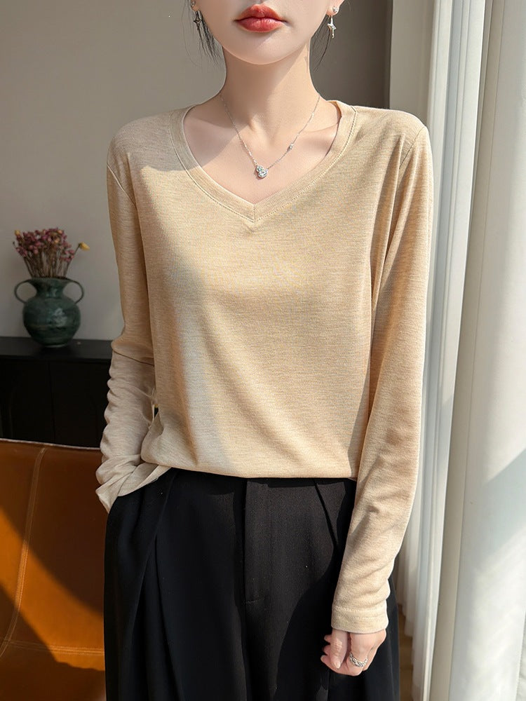 Damen Leichtes V-Ausschnitt-Feinstrick-Longsleeve Drune
