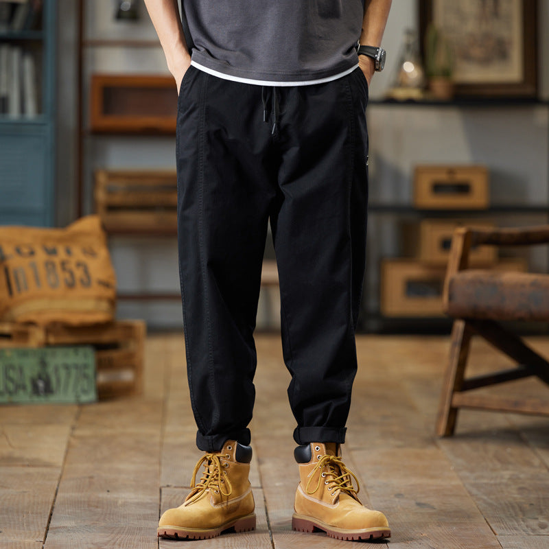 Herren Baumwoll-Twill Joggerhose im Tapered-Schnitt mit Tunnelzug und gekrempeltem Saum Drune
