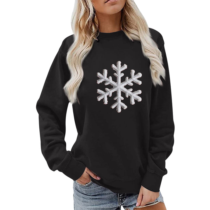 Damen Sweatshirt mit funkelndem Schneeflockenmotiv und lässigem Schnitt Drune