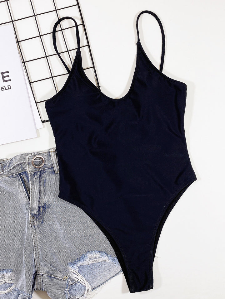 Damen Hochgeschnittener Cut-Out Badeanzug mit Bindebändern Drune