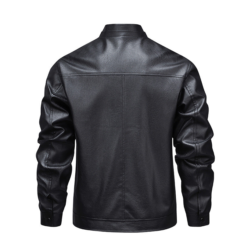 Herren Premium-Kunstleder-Blousonjacke mit Verdecktem Zwei-Wege-Reißverschluss & Rippbündchen Drune
