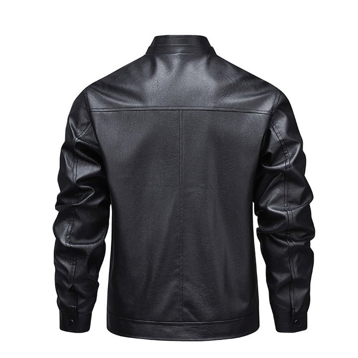 Herren Premium-Kunstleder-Blousonjacke mit Verdecktem Zwei-Wege-Reißverschluss & Rippbündchen Drune