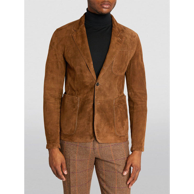 Herren Eleganter Wildlederblazer mit modernen Taschen und lässigem Schnitt Drune