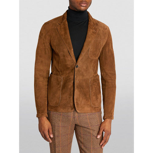Herren Eleganter Wildlederblazer mit modernen Taschen und lässigem Schnitt Drune