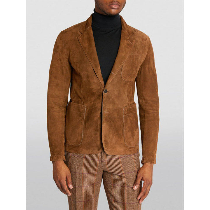 Herren Eleganter Wildlederblazer mit modernen Taschen und lässigem Schnitt Drune