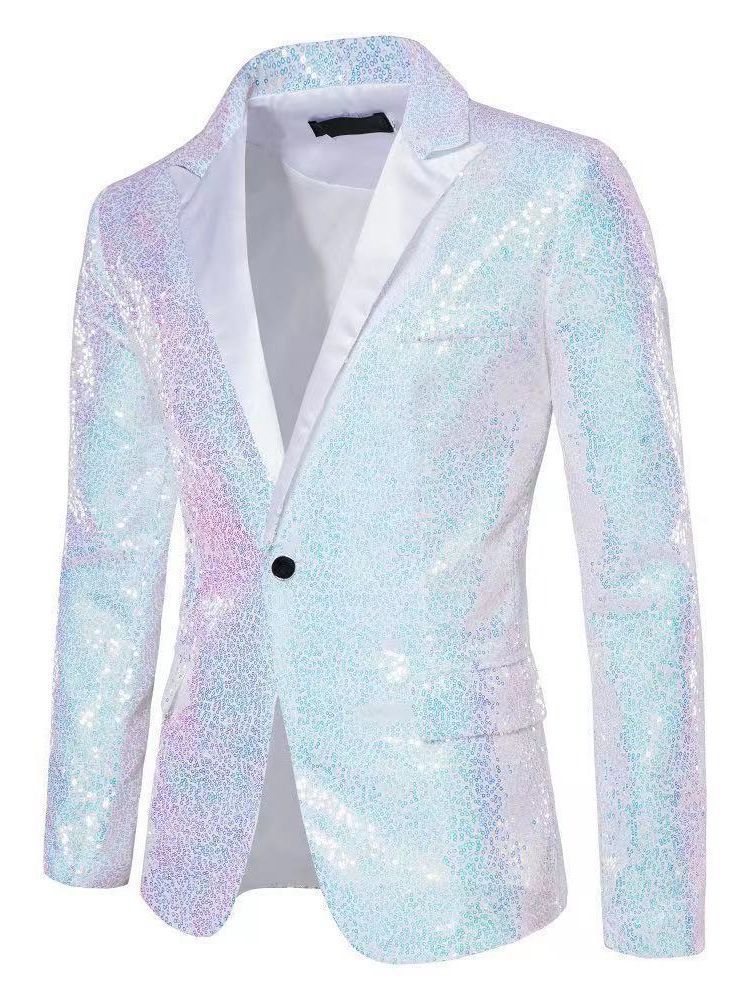 Herren eleganter Pailletten-Blazer mit edel dekorativen Akzenten Drune