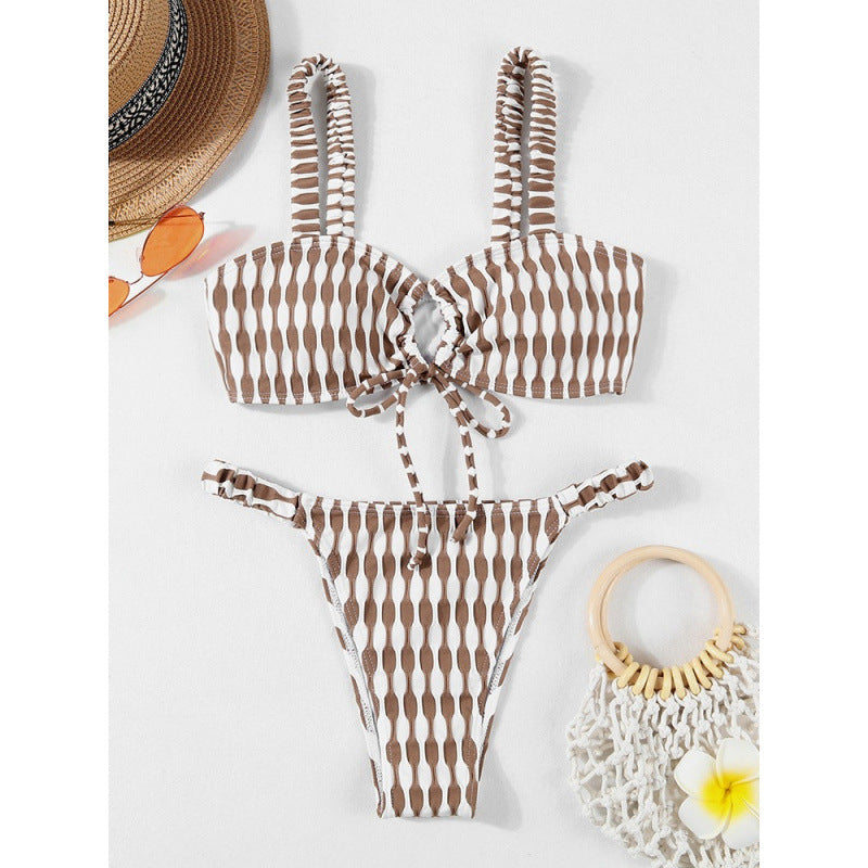 Damen Triangel-Bikini mit modischem Wickel-Design und verstellbaren Trägern Drune