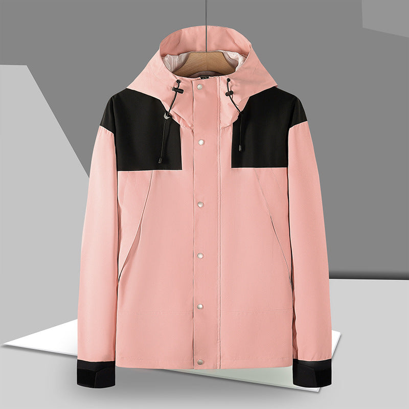 Herren Minimalistische Softshell-Kapuzenjacke mit verdeckter Druckknopfleiste Drune