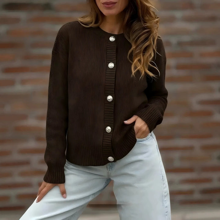 Damen Stylische Strickjacke mit Knopfverschluss Drune