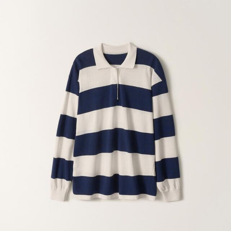 Damen Lässiges Poloshirt mit gestreiftem Design und langem Arm Drune